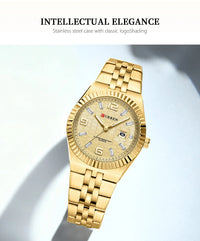 CURREN Women's Watch Analog Quartz Waterproof Ladies Wrist Watches with Date Dainty Fashion Luxury Stainless Steel Watch