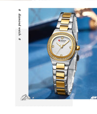 CURREN Luxury Brand Simple Style Quartz Watch for Women NEW Dress Ladies Wristwatches with Rhinestones