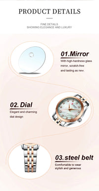 CURREN Elegant Fashion Women's Watches Luxury Brand Original Quartz Watch for Ladies Waterproof Stainless Steel Clock