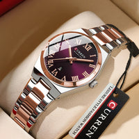 CURREN Luxury Women Watches Fashion Casual FemaleLadies Stainless Steel Quartz Wristwatches Life Waterproof Girlfriend Gift