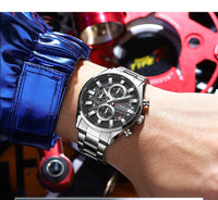 CURREN Luxury Men's Chronograph Watch Quartz Movement Stainless Steel Band with 43mm Dial Fashion Sports Wristwatch