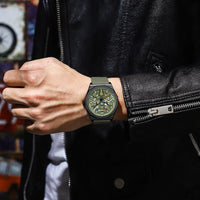 CURREN 8437 Unisex Minimalist Quartz Watch Polygonal Skeleton Sports Waterproof Silicone-Strap Wristwatch