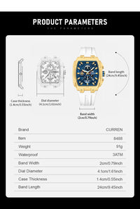 CURREN Men Casual Sport Military Quartz Calendar Wrist Watch for Man Business Leather Waterproof Male Clock Relogio Masculino