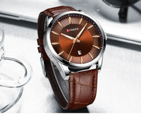 CURREN 8365 Men's Minimalist Calendar Water-Resistant Quartz Watch, Business Style with Leather Strap