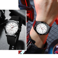 CURREN 8449 Men's Quartz Watch Fashion Leisure Outdoor Clock Analog Display Black Orange Silicone Strap Wristwatch for Male