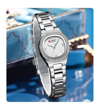 CURREN Luxury Brand Simple Style Quartz Watch for Women NEW Dress Ladies Wristwatches with Rhinestones