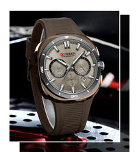 CURREN Men's Watch New Luxury Quartz Clock Original Silicone Sports Multi Functional Waterproof Luminous Date Timer Wrist Watch