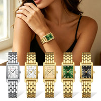CURREN Luxury Rectangle Women Quartz Watch Stainless Steel Bracelet with Roman Dial Elegant Ladies Wristwatch Gift for Female