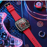 CURREN Tonneau Dial Sport Watch for Men Fashion Waterproof Quartz Wristwatch with Auto Date Yellow Silicone Strap Luminous