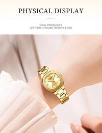 CURREN Jam Tangan Perempuan Original Waterproof Quartz Stainless Steel Minimalis Green Watch Women 9104