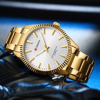 CURREN 8425 Neutral Round Baton-marked Stainless Steel Watch, Water-resistant Business Men's Wristwatch