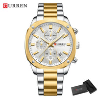 CURREN Stainless Steel Watch with Timer Calendar Luminous Hands And Stainless Steel Bracelet