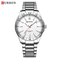 CURREN 8452 Men Quartz Watch Simple Fashion Leisure Business Clock Black Silvery Stainless Steel Strap Wristwatch for Male