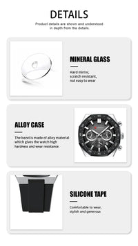 CURREN 8489 New Mens Watches Waterproof Sports Watch Silicone Strap Chronograph Quartz Wristwatch Relogios Masculino+BOX