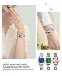 CURREN 9111 Luxury Women's Quartz Watch Ultra-Thin Waterproof Small Dial Watch with Rhinestone Embellishments