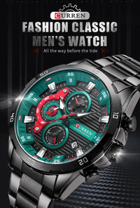 CURREN 8402 Men's Stainless Steel Watch Creative Fashion Luminous Dial with Chronograph Leisure Luxury Men's Watch Reloj Hombre