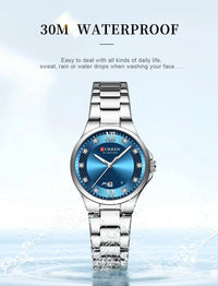 CURREN Women's Luxury Brand Watches Simple Quartz Auto Date Wristwatch Female Waterproof Clock Luminous Hands 9107