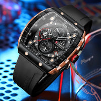 CURREN 8442 Unique Barrel Shaped Large Dial Men's Watch Casual Quartz Silicone Strap Automatic Date Chronograph Watches for Man