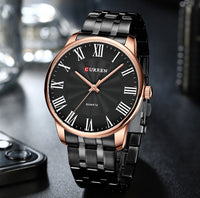 Curren 8422 Men's Minimalist Roman Numeral Quartz Watch, Water-resistant Round Business Wristwatch