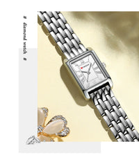 CURREN Luxury Ladies Fashion Quartz Watch Simple Scale Square Quality Women Watches Business Stainless Steel Folding Clock