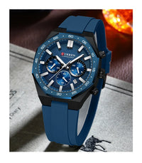 CURREN 8489 New Mens Watches Waterproof Sports Watch Silicone Strap Chronograph Quartz Wristwatch Relogios Masculino+BOX