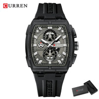 CURREN Original Silicon Strap Multi-functional Dialn Auto Date Design Men's Watch Sports Chronograph Watches