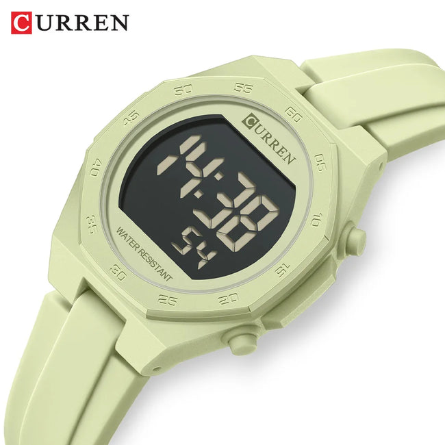 CURREN Woman Fashion Watches Fashion Sports Watch Silicone Strap 3ATM Waterproof Time Display Women's LED Digital Watch Gift