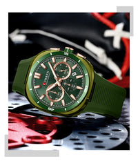 CURREN Men's Watch New Luxury Quartz Clock Original Silicone Sports Multi Functional Waterproof Luminous Date Timer Wrist Watch