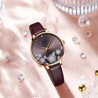 CURREN Watches for Woman Fashion Waterproof Clock Top Brand Luxury Creative Romantic Flower Dial Wristwatch Gift 9068
