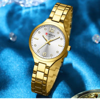 CURREN Women Elegant Watch Stainless Steel Casual Fashion Dial Digital Ladies Watches Quartz Wristwatch Reloj Mujer Girls Clock