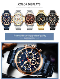CURREN 8361 Classic Business & Fashion Six-Hand Men's Quartz Watch, Water-Resistant Stainless Steel Strap with Calendar