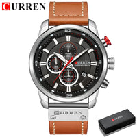 CURREN 8291 Mens Quartz Chronograph Watch Casual Leather Military Sport Fashion Gentleman Wristwatch