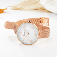 CURREN 9020 Small Dial Quartz Watch for Ladies, Waterproof Elegant Mesh Strap Fashion Wristwatch