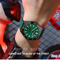CURREN 8449 Men's Quartz Watch Fashion Leisure Outdoor Clock Analog Display Black Orange Silicone Strap Wristwatch for Male