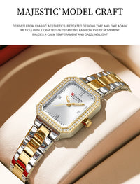 CUREEN New Luxury Lady's Watches Elegant Waterproof Quartz Watch Rectangular Dial Female Clock Gold
