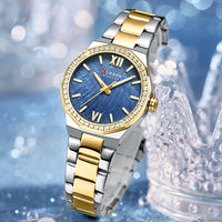 CURREN Women's Quartz Watch - Elegant Slim Stanless Steel Wristwatch Waterproof Luminous Hands Watch for Ladies