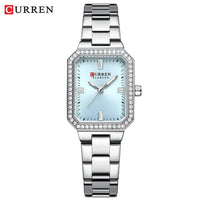 CURREN Luxurious Elegant Women's Watches Classic Rectangular Dial with Rhinestones Luminous Hands Waterproof