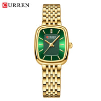 CURRN 9093 Women's Quartz Watch Fashion Leisure Diamond Simple Gold Silvery Steel Strip Wristwatch for Ladies Gift Clock