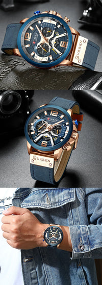 CURREN 8329 Casual Sport Watches for Men Top Brand Luxury Military Leather Wrist Watch Man Clock Fashion Chronograph Wristwatch