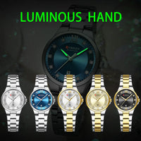 CURREN Brand 9107 Quartz Watch for Women Fashion Luxury Round Stainless Steel Waterproof Luminous Ladies Wristwatch