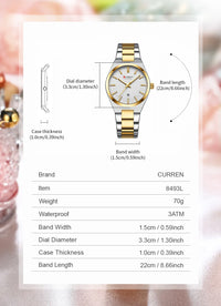 CURREN Fashion Women Watch Top Brand Luxury Ladies Girl Wristwatch Black Stainless Steel Bracelet Classic Female Clock Gift 9004