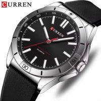CURREN 8449 Men's Quartz Watch Fashion Leisure Outdoor Clock Analog Display Black Orange Silicone Strap Wristwatch for Male