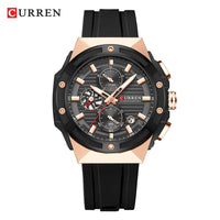 CURREN 8462 Top Luxury Quartz Men's Watch Silicone Strap Multifunctional Timing Code Classic Luminous Waterproof Men's Watch