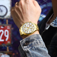 CURREN Luxury Men's Chronograph Watch Quartz Movement Stainless Steel Band with 43mm Dial Fashion Sports Wristwatch