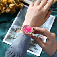 CURREN Brand New Charming Rose Ladies Watch Luminous Hands Stainless Steel Strap Clock Thin Quartz Ladies Watch relogio feminino