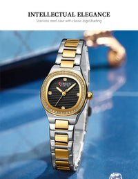 CURREN Luxury Brand Simple Style Quartz Watch for Women NEW Dress Ladies Wristwatches with Rhinestones