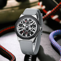 CURREN 8437 Unisex Minimalist Quartz Watch Polygonal Skeleton Sports Waterproof Silicone-Strap Wristwatch