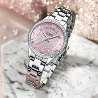 CURREN Luxury Rhinestones Rose Dial Fashion Watches with Stainless Steel Band New Quartz Wristwatches for Women