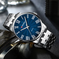 Curren 8422 Men's Minimalist Roman Numeral Quartz Watch, Water-resistant Round Business Wristwatch
