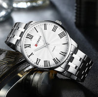 Curren 8422 Men's Minimalist Roman Numeral Quartz Watch, Water-resistant Round Business Wristwatch